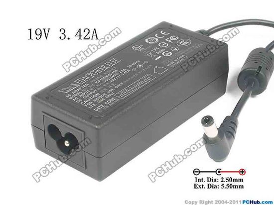 121873 Edac Power EA10633B-190 AC Adapter- Laptop 19V 3.42A, 5.5/2.5mm, 3-Prong, New Edac Power EA10633B-190 AC Adapter- Laptop 