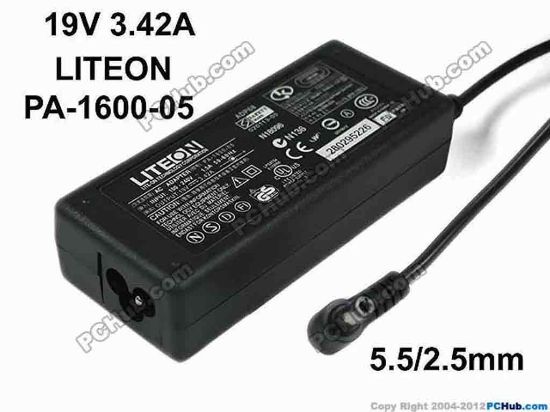 121895 Godmobi For PA-1600-05 AC Adapter- Laptop 19V 3.42A, 5.5/2.5mm, 3-Prong, New Godmobi For PA-1600-05 AC Adapter- Laptop 