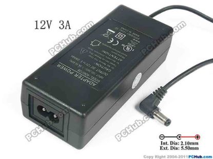 121965 PCH OEM Power AC Adapter 5V-12V 12V 3A, 5.5/2.1mm, 2-Prong, New PCH OEM Power AC Adapter 5V-12V 