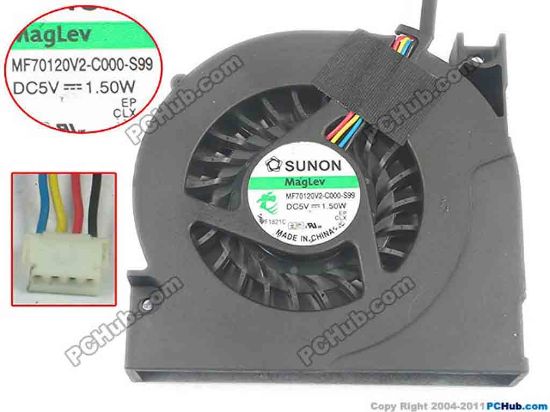 122385 SUNON MF70120V2-C000-S99 Cooling Fan  w110x4x4, 5V 1.50W, Bare fan SUNON MF70120V2-C000-S99 Cooling Fan  For Lenovo IdeaCentre A600