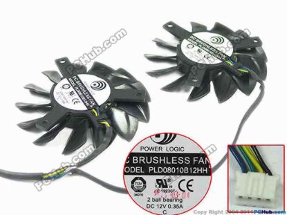 122559 Power Logic PLD08010B12HH Server - Frameless / GPU Fan DC 12V 0.35A, Dual fan Power Logic PLD08010B12HH Server - Frameless / GPU Fan