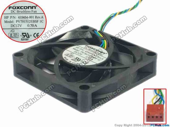 122732 Foxconn PV701512EBSF 1C Server - Square Fan P/N:435454-001, sq70x70x15, w165x4x4, 12V 0.70A Foxconn PV701512EBSF 1C Server - Square Fan 