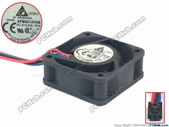 123235 Delta Electronics AFB0412VHB Server - Square Fan -TZNK, sq40x40x15, w65x3x3, 12V 0.24A, Delta Electronics AFB0412VHB Server - Square Fan