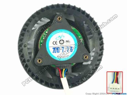 123271 NTK FD9238H12S Server - Round Fan 12V 0.80A, W80x4x4, D75xC37, Black Blower NTK FD9238H12S Server - Round Fan 