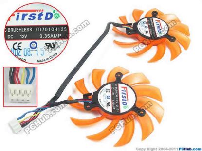 123550 Firstd FD7010H12D Server - Frameless / GPU Fan 12V 0.35A, W100x7x4, D75x10, 2 Fan, Orange Firstd FD7010H12D Server - Frameless / GPU Fan 