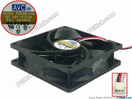 124207 AVC F9025B12HB Server - Square Fan sq90x90x25, w270x3x3, 12V 0.3A AVC F9025B12HB Server - Square Fan 