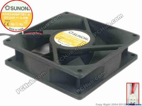 124465 SUNON KDE2409PTB1-6 Server - Square Fan sq90x90x25, w180x2x2, 24V 3.6W SUNON KDE2409PTB1-6 Server - Square Fan 