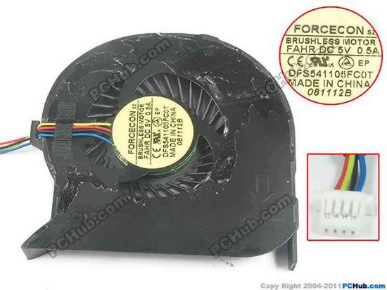 124523 Forcecon DFS541105FC0T Cooling Fan  FAHR, DC5V 0.5A, Bare fan Forcecon DFS541105FC0T Cooling Fan  