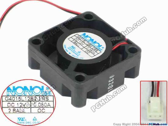 124894 NONOISE G4015L12B2 Server - Square Fan RS, sq40x40x15, W140x2x2, 12V 0.080A NONOISE G4015L12B2 Server - Square Fan 