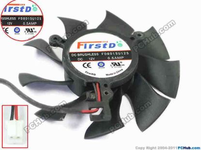 124897 Firstd FD8015U12S Server - Frameless / GPU Fan 12V 0.50A, W110x2x2, Black Firstd FD8015U12S Server - Frameless / GPU Fan 