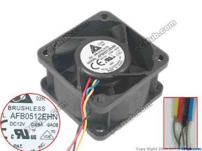 124966 Delta Electronics AFB0512EHN Server - Square Fan 9A06, sq50x50x28, 4-wire, 12V 0.88A Delta Electronics AFB0512EHN Server - Square Fan