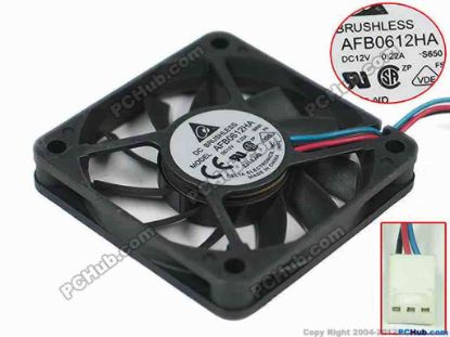 124980 Delta Electronics AFB0612HA Server - Square Fan S650, sq60x60x12, w40x3x3, 12V 0.22A Delta Electronics AFB0612HA Server - Square Fan 
