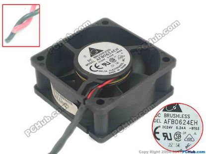 124990 Delta Electronics AFB0624EH Server - Square Fan BT03, sq60x60x25, 2-wire, 24V 0.24A Delta Electronics AFB0624EH Server - Square Fan 