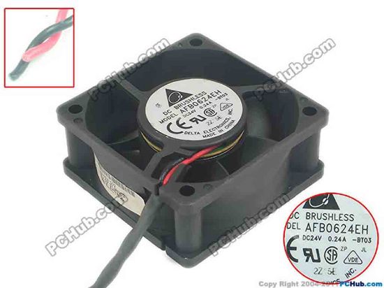 124990 Delta Electronics AFB0624EH Server - Square Fan BT03, sq60x60x25, 2-wire, 24V 0.24A Delta Electronics AFB0624EH Server - Square Fan 