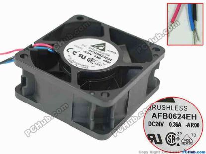 124995 Delta Electronics AFB0624EH Server - Square Fan AR00, sq60x60x25, 3-wire, 24V 0.24A Delta Electronics AFB0624EH Server - Square Fan 