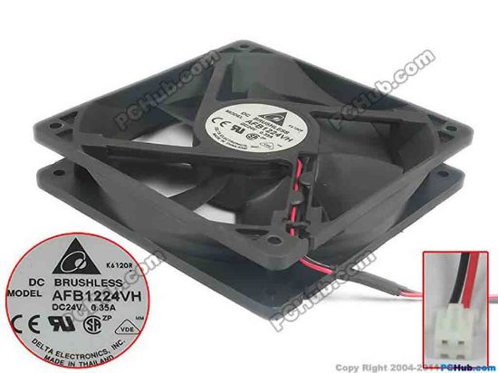 125062 Delta Electronics AFB1224VH Server - Square Fan sq120x120x25, 2-wire, 24V 0.35A Delta Electronics AFB1224VH Server - Square Fan 