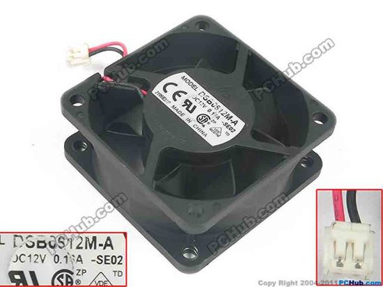125094 Delta Electronics DSB0612M-A Server - Square Fan SE02, sq60x60x25, w60x2x2, 12V 0.16A Delta Electronics DSB0612M-A Server - Square Fan 