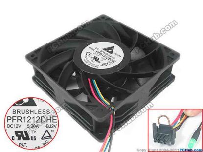 125182 Delta Electronics PFR1212DHE Server - Square Fan BJ2V, sq120x120x38, 4-wire, 12V 5.20A Delta Electronics PFR1212DHE Server - Square Fan 