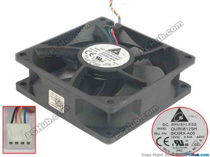 125190 Delta Electronics QUR0812SH Server - Square Fan AZ41, sq80x80x25, 4-wire, 12V 0.50A Delta Electronics QUR0812SH Server - Square Fan 