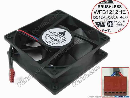 125194 Delta Electronics WFB1212HE Server - Square Fan R00, sq120x120x38, w40x3x6, 12V 0.60A Delta Electronics WFB1212HE Server - Square Fan 