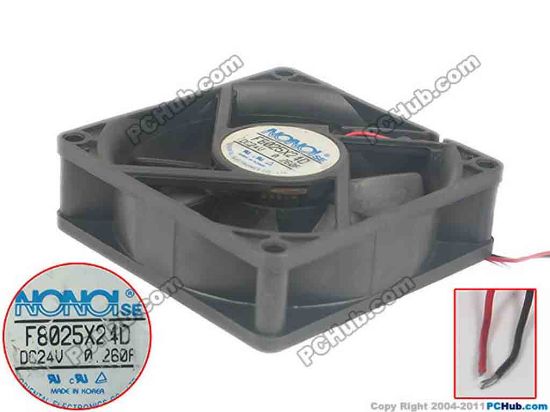 125205 NONOISE F8025X24D Server - Square Fan sq80x80x25, 2-wire, 24V 0.260A NONOISE F8025X24D Server - Square Fan 
