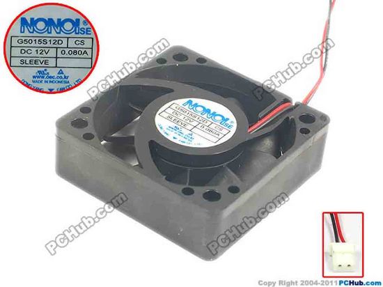 125210 NONOISE G5015S12D Server - Square Fan sq50x50x15, w60x2x2, 12V 0.080A NONOISE G5015S12D Server - Square Fan 