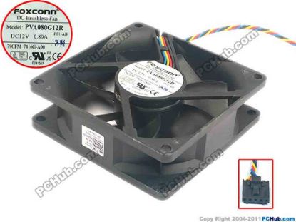 125270 Foxconn PVA080G12R Server - Square Fan P02-AB, 4-wire, 12V 0.80A Foxconn PVA080G12R Server - Square Fan 