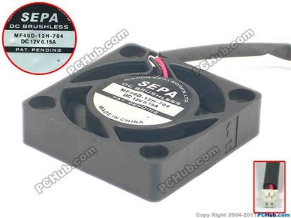 125460 SEPA MF40D-12H-704 Server - Square Fan sq40x40x10, 2-wire, 12V 0.15A SEPA MF40D-12H-704 Server - Square Fan