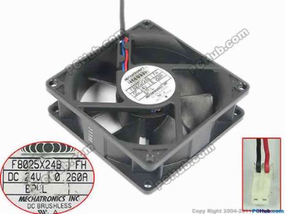 125491 MECHATRONICS F8025X24B Server - Square Fan FH, sq80x80x25, w60x2x2, 24V 0.260A MECHATRONICS F8025X24B Server - Square Fan 