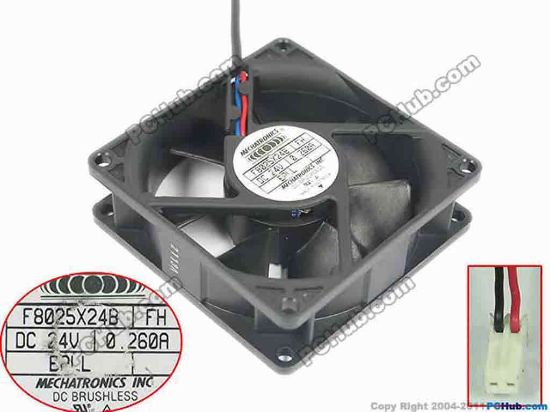 125491 MECHATRONICS F8025X24B Server - Square Fan FH, sq80x80x25, w60x2x2, 24V 0.260A MECHATRONICS F8025X24B Server - Square Fan 