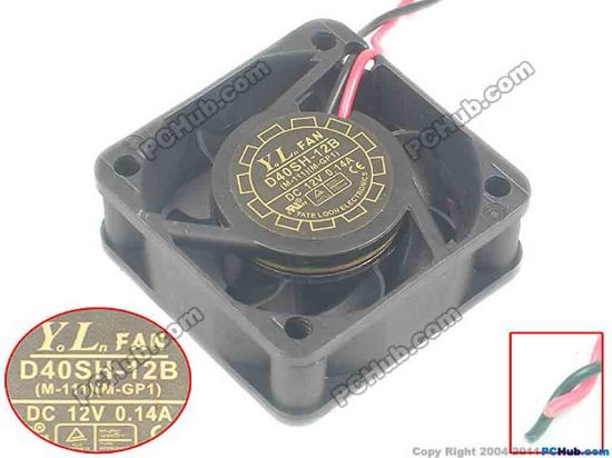 125553 Y.L FAN / Yate Loon D40SH-12B Server - Square Fan sq40x40x15, 2-wire 12V 0.14A Y.L FAN / Yate Loon D40SH-12B Server - Square Fan 