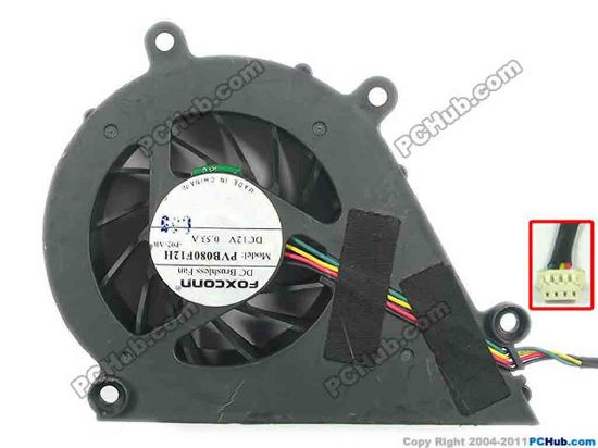 125736 Foxconn PVB080F12H Cooling Fan  w40x4x4, 12V Bare fan Foxconn PVB080F12H Cooling Fan  