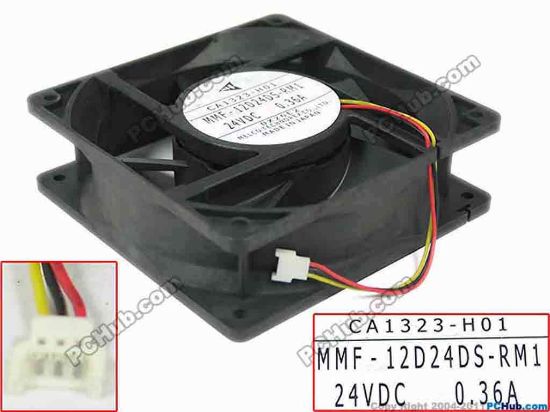 126145 Melco MMF-12D24DS-RM1 Server - Square Fan MMF-12D24DS-RM1, sq120x120x38, w90x3x3, 24V 0.36A Melco MMF-12D24DS-RM1 Server - Square Fan 