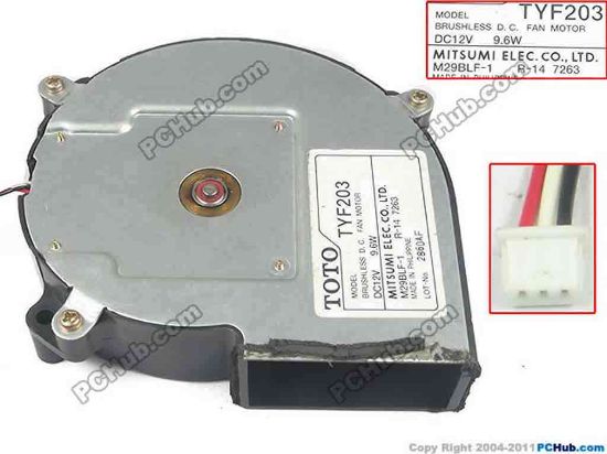 126148 TOTO TYF203 Server - Blower Fan M29BLF-1, w90x3x3, 12V 0.9W TOTO TYF203 Server - Blower Fan 