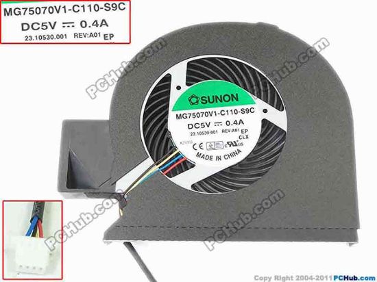126227 SUNON MG75070V1-C110-S9C Cooling Fan  5V 0.40A, Bare fan SUNON MG75070V1-C110-S9C Cooling Fan  
