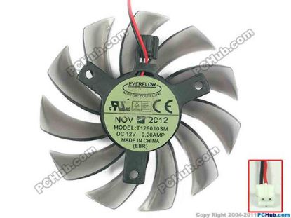 126336 Everflow T128010SM Server - Frameless / GPU Fan 12V 0.20A, W50x2x2, D75xC39, Trans Grey Everflow T128010SM Server - Frameless / GPU Fan 