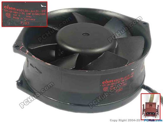 126531 ebm-papst W2G130-AA31-20 Server - Round Fan W2G130-AA31-20, dia150x150x55, w130x3x3, 12V 14W ebm-papst W2G130-AA31-20 Server - Round Fan
