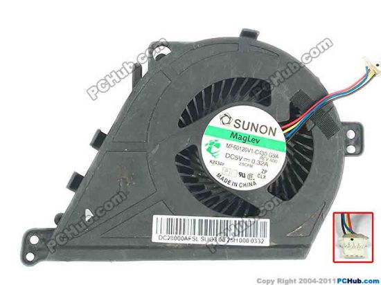 127321 SUNON MF60120V1-C430-G9A Cooling Fan  w10x4x4, 5V 0.32A, Bare fan SUNON MF60120V1-C430-G9A Cooling Fan  