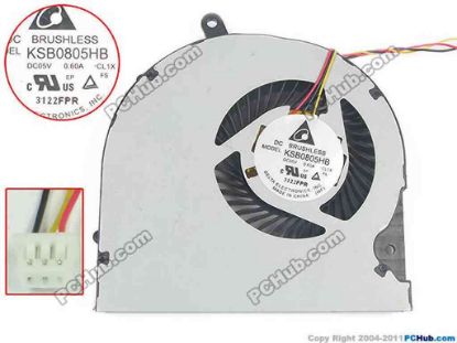 127387 Delta Electronics KSB0805HB Cooling Fan  -CL1X, w20x3x3, 5V 0.60A, Bare fan Delta Electronics KSB0805HB Cooling Fan