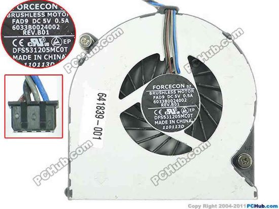 127390 Forcecon DFS531205MC0T Cooling Fan  FAD9, w30x4x4, 5V 0.5A, Bare fan Forcecon DFS531205MC0T Cooling Fan  