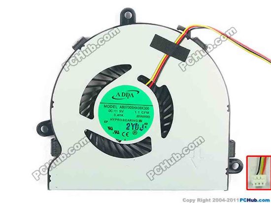 127411 ADDA AB07005HX08K300 Cooling Fan  0VAW00, DC28000C8A0, 074X7K, Bare fan ADDA AB07005HX08K300 Cooling Fan  