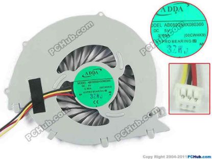 127441 ADDA AB08005HX080300 Cooling Fan  (00CWHK9), w10x3x3, 5V 0.50A, Bare fan ADDA AB08005HX080300 Cooling Fan  