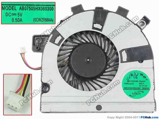 127443 ADDA AB07505HX060300 Cooling Fan  (0CWZRMAA), w10x3x3, 5V 0.50A, Bare fan ADDA AB07505HX060300 Cooling Fan  <span style='font: bold 16px/24px tahoma, arial, "hiragino sans gb", 宋体, sans-serif; color: #ff0000; text-transform: none; text-indent: 0px; letter-spacing: normal; word-spacing: 0px; float: none; display: inline !important; white-space: normal; orphans: 2; widows: 2; font-size-adjust: none; font-stretch: normal; background-color: #ffffff; -webkit-text-size-adjust: auto; -webkit-text-stroke-width: 0px;'>TOSHIBA Satellite M40-A M40t-AT02S</span>