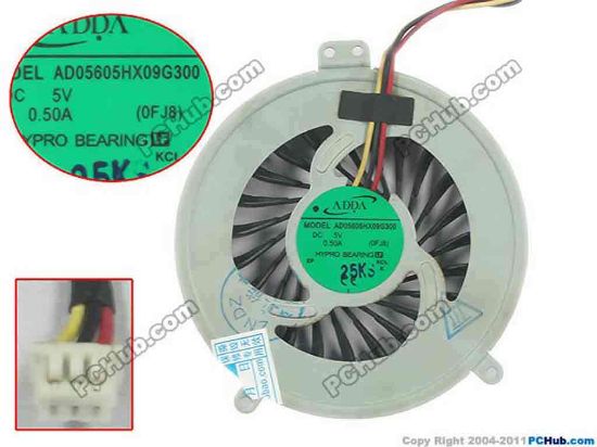 127484 ADDA AD05605HX09G300  Cooling Fan  DC5V 0.50A, Bare fan, New ADDA AD05605HX09G300  Cooling Fan  
