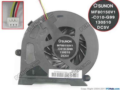 127687 SUNON MF80150V1-C010-G99 Cooling Fan  w10x3x3, 5V, Bare fan SUNON MF80150V1-C010-G99 Cooling Fan  