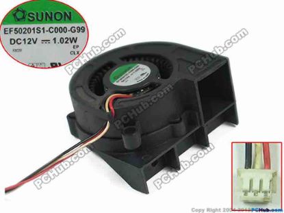 127852 SUNON EF50201S1-C000-G99 Server - Blower Fan sq50x50x20, 3-wire, 12V1.02W SUNON EF50201S1-C000-G99 Server - Blower Fan 