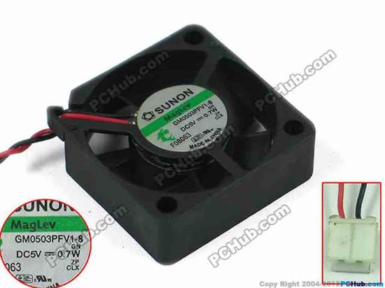 127857 SUNON GM0503PFV1-8 Server - Square Fan GN, sq30x30x10, 2-wire, 5V0.7W SUNON GM0503PFV1-8 Server - Square Fan 