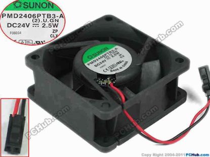 128029 SUNON PMD2406PTB3-A Server - Square Fan 2.U.GN, sq60x60x25, 2-wire, 24V2.5W SUNON PMD2406PTB3-A Server - Square Fan 