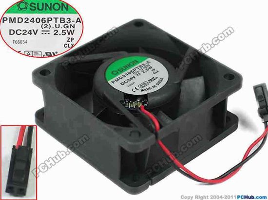 128029 SUNON PMD2406PTB3-A Server - Square Fan 2.U.GN, sq60x60x25, 2-wire, 24V2.5W SUNON PMD2406PTB3-A Server - Square Fan 
