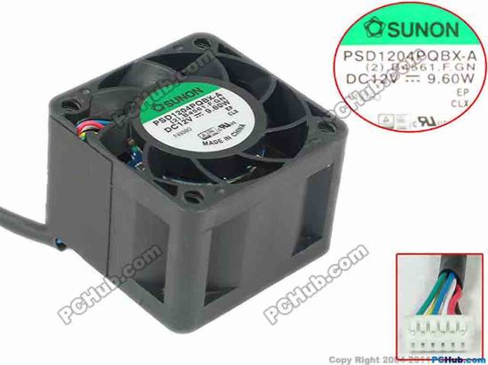 128042 SUNON PSD1204PQBX-A Server - Square Fan 2.B4561.F.GN, sq40x40x28, 4-wire, 12V9.60W SUNON PSD1204PQBX-A Server - Square Fan 